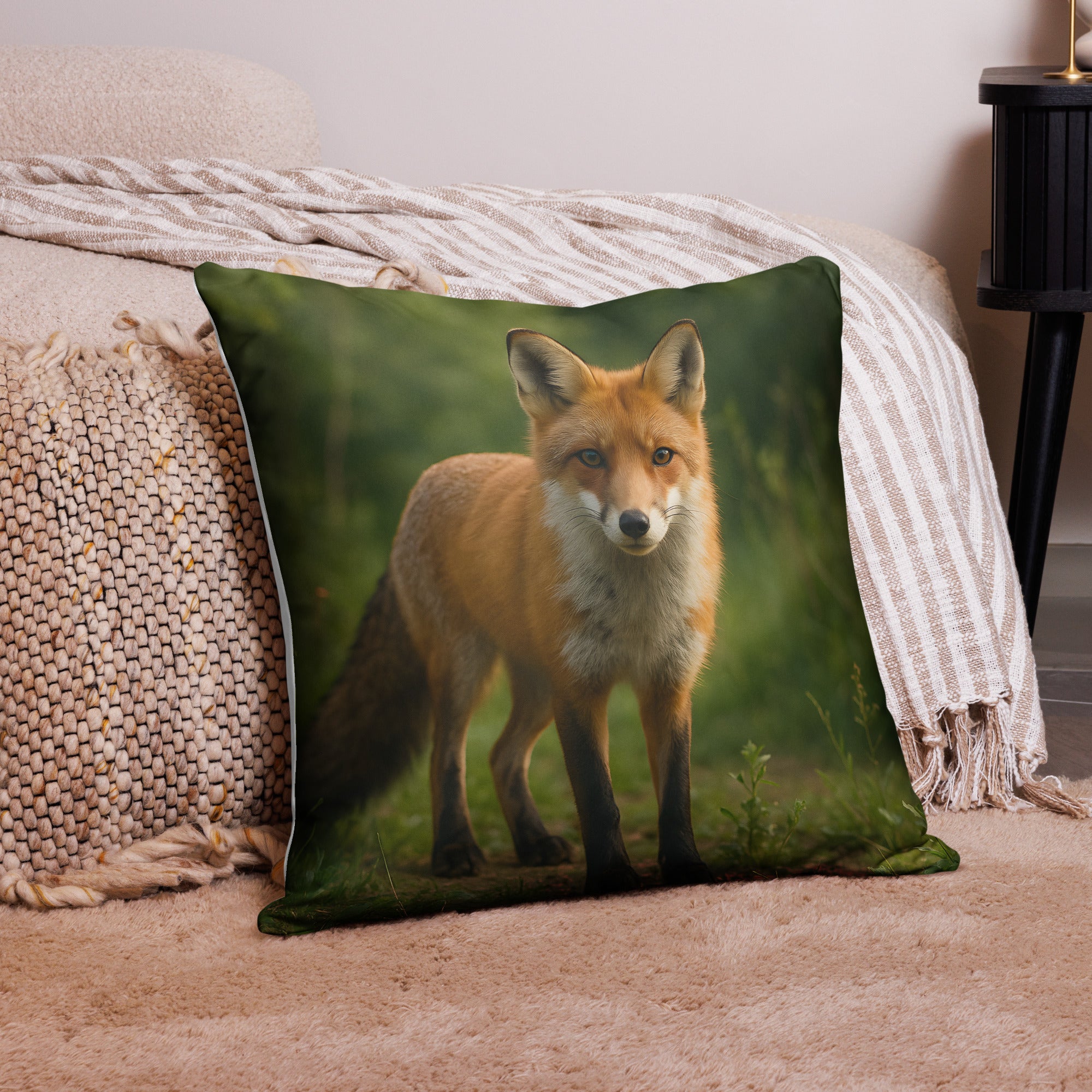 Fuchs-Deko-Kissen auf Sofa – Wohnraumdeko