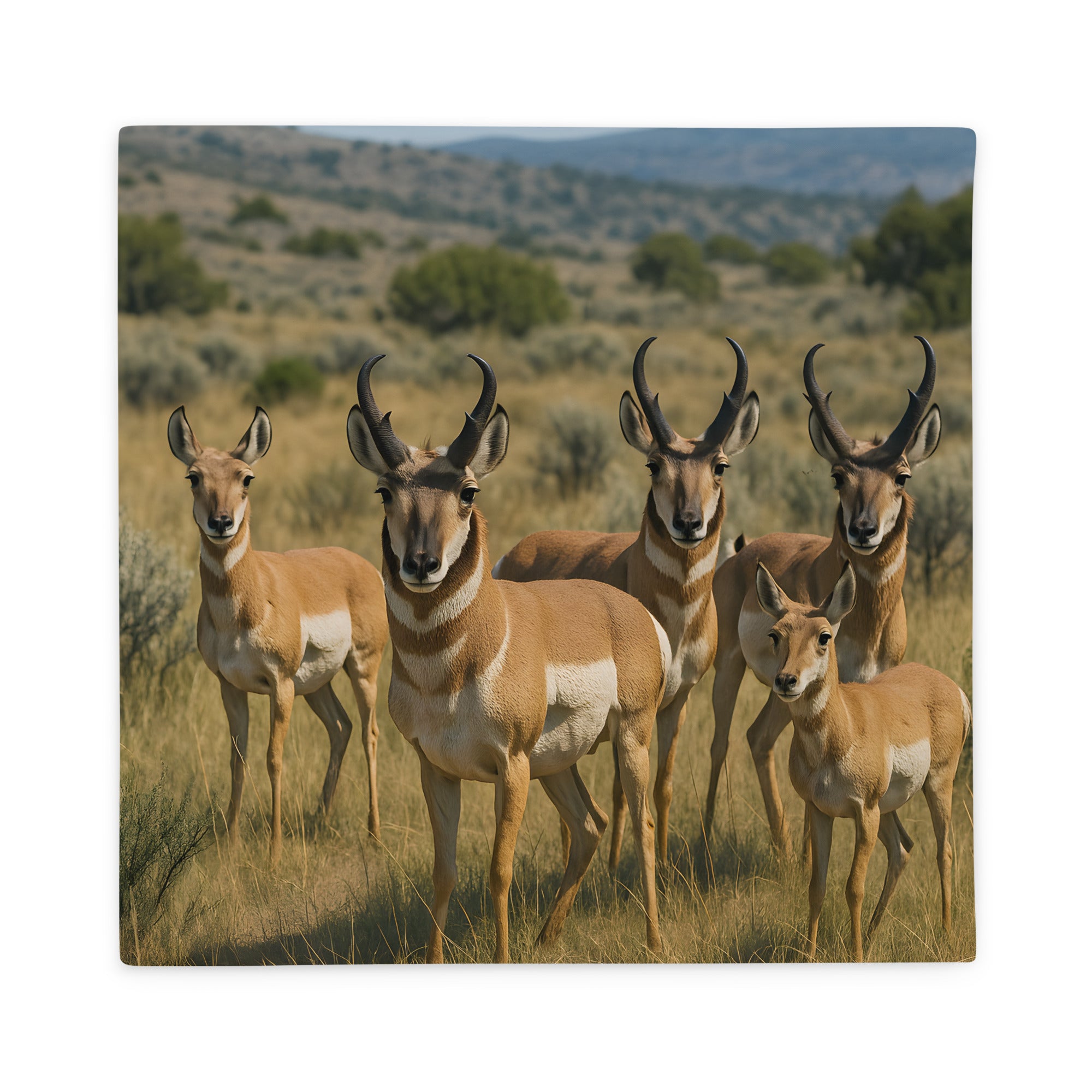 Gabelbock-Kissenbezug aus Polyester mit Naturmotiv