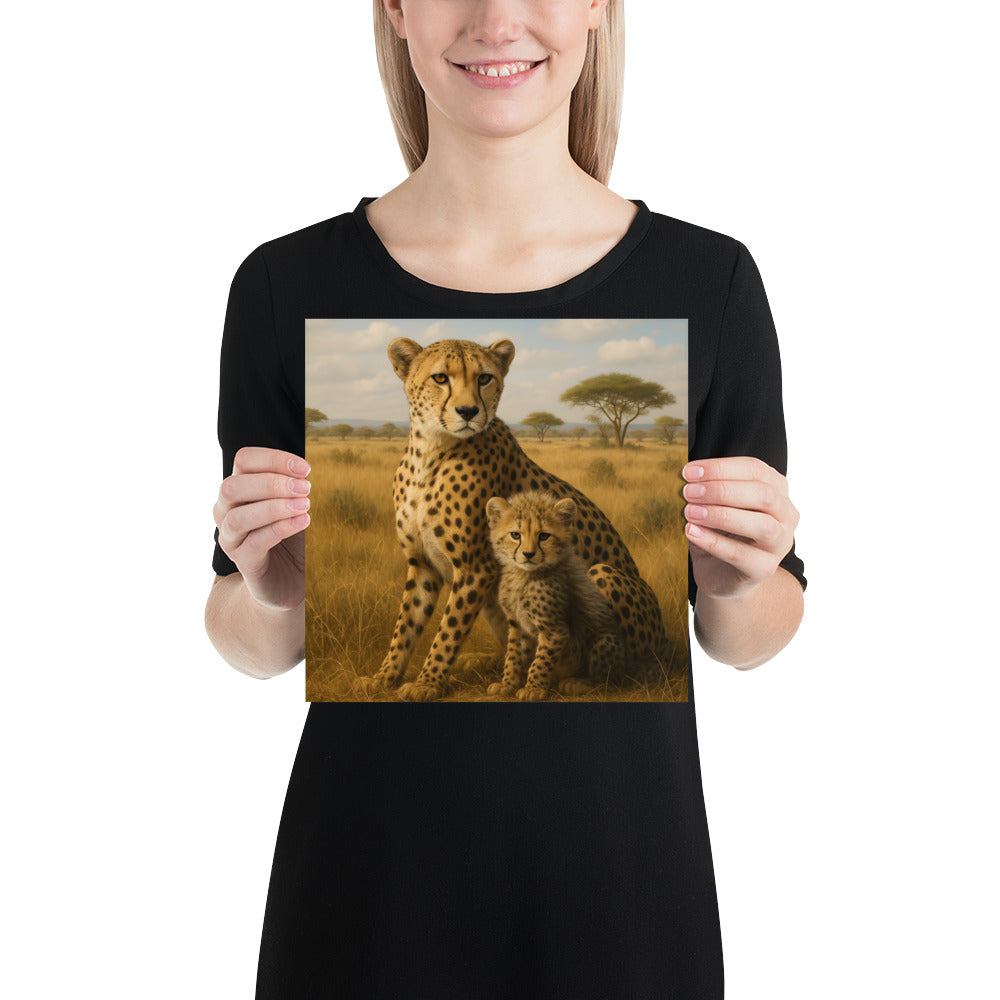 Gepard Poster als stilvolle Wanddekoration im modernen Wohnzimmer