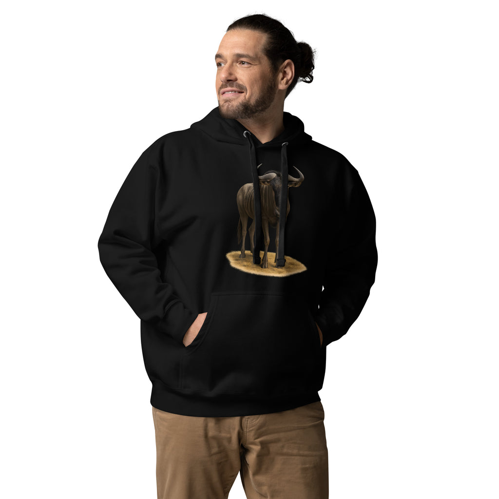 Gnu Hoodie in voller Vorderansicht auf hellem Hintergrund