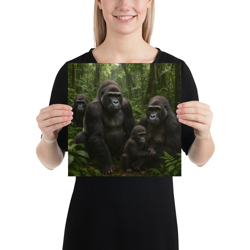 Gorilla Kunstposter – modernes Wohnzimmer-Interieur