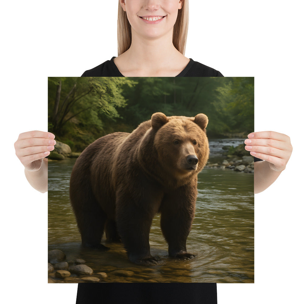 Grizzlybär Poster in hoher Druckqualität vor weißem Hintergrund