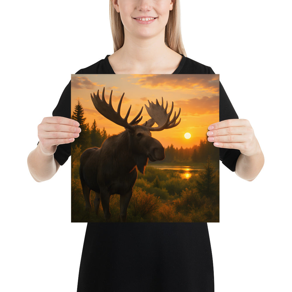 „Hochauflösend gedrucktes Elch Wandbild auf festem Premiumdruckpapier.“
