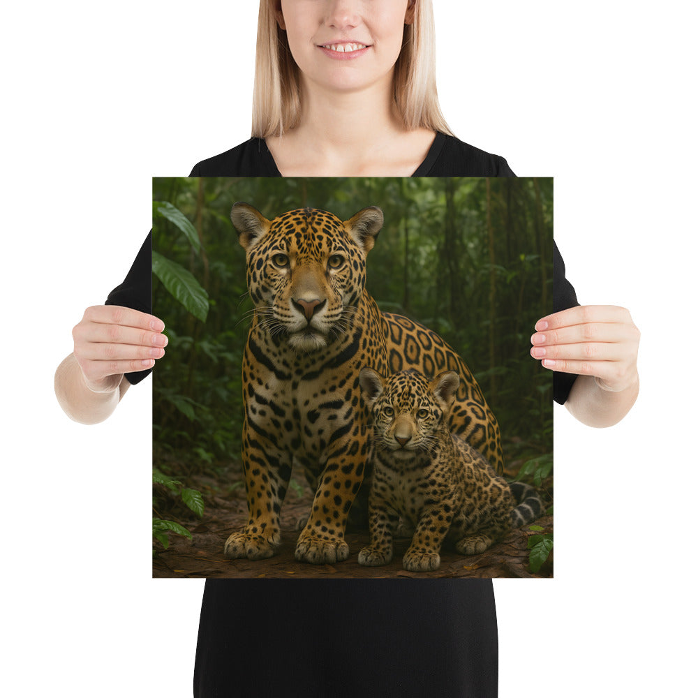 „Hochauflösend gedrucktes Jaguarmotiv auf 189 g/m² Papier“