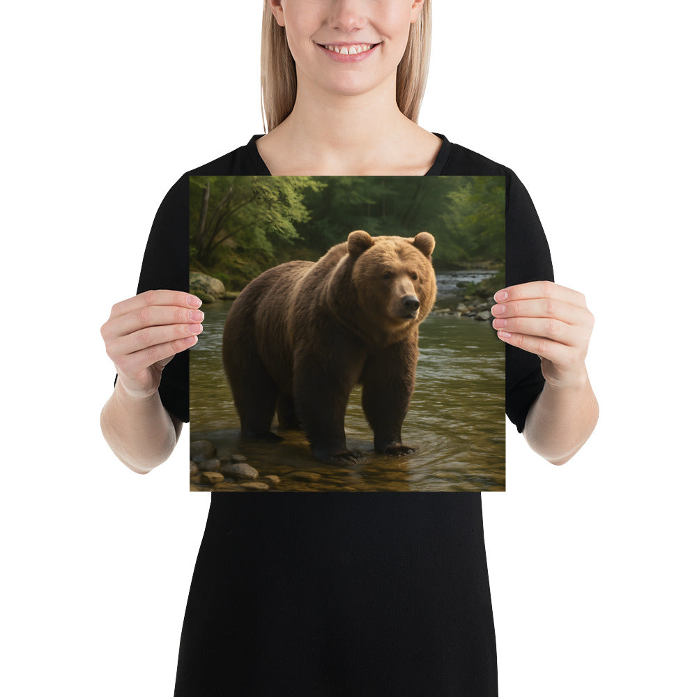 Hochwertiger Kunstdruck eines Grizzlybären auf Premium-Papier