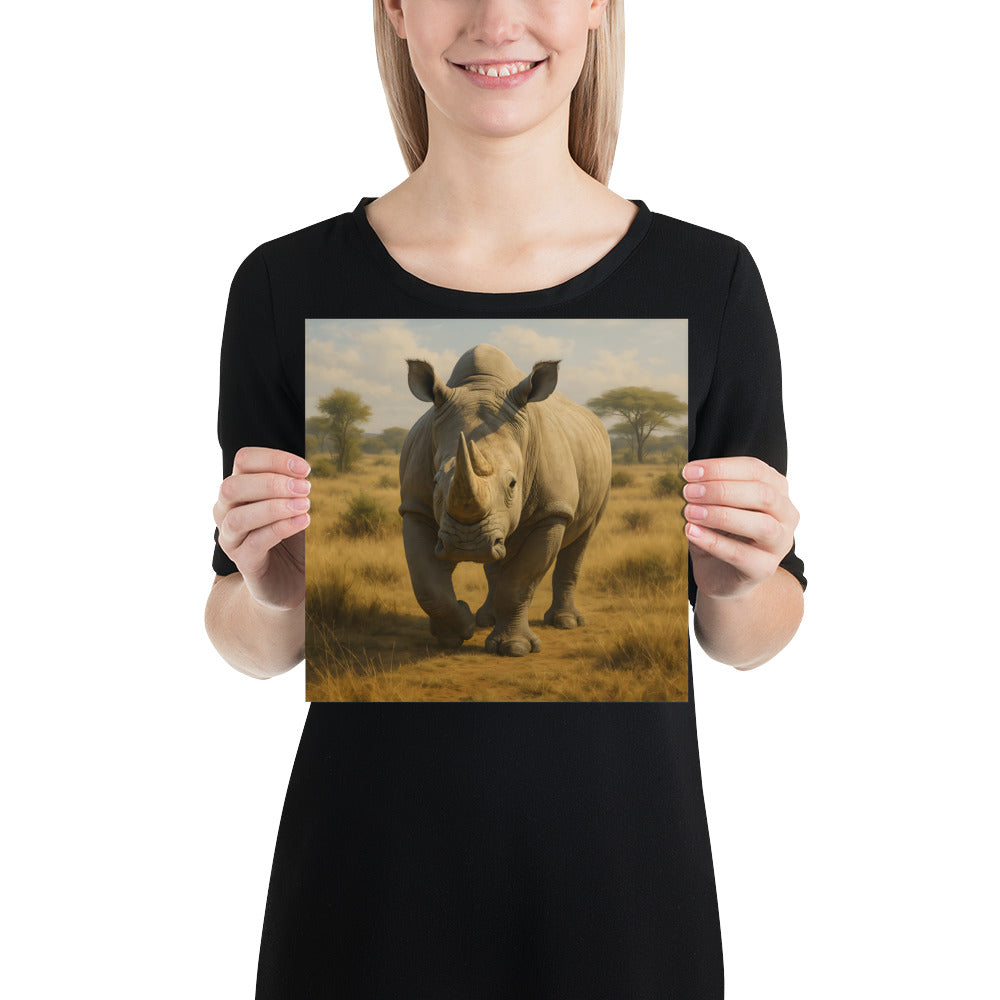 Hochwertiger Nashorn Kunstdruck auf japanischem Papier – Wanddeko Tiermotiv