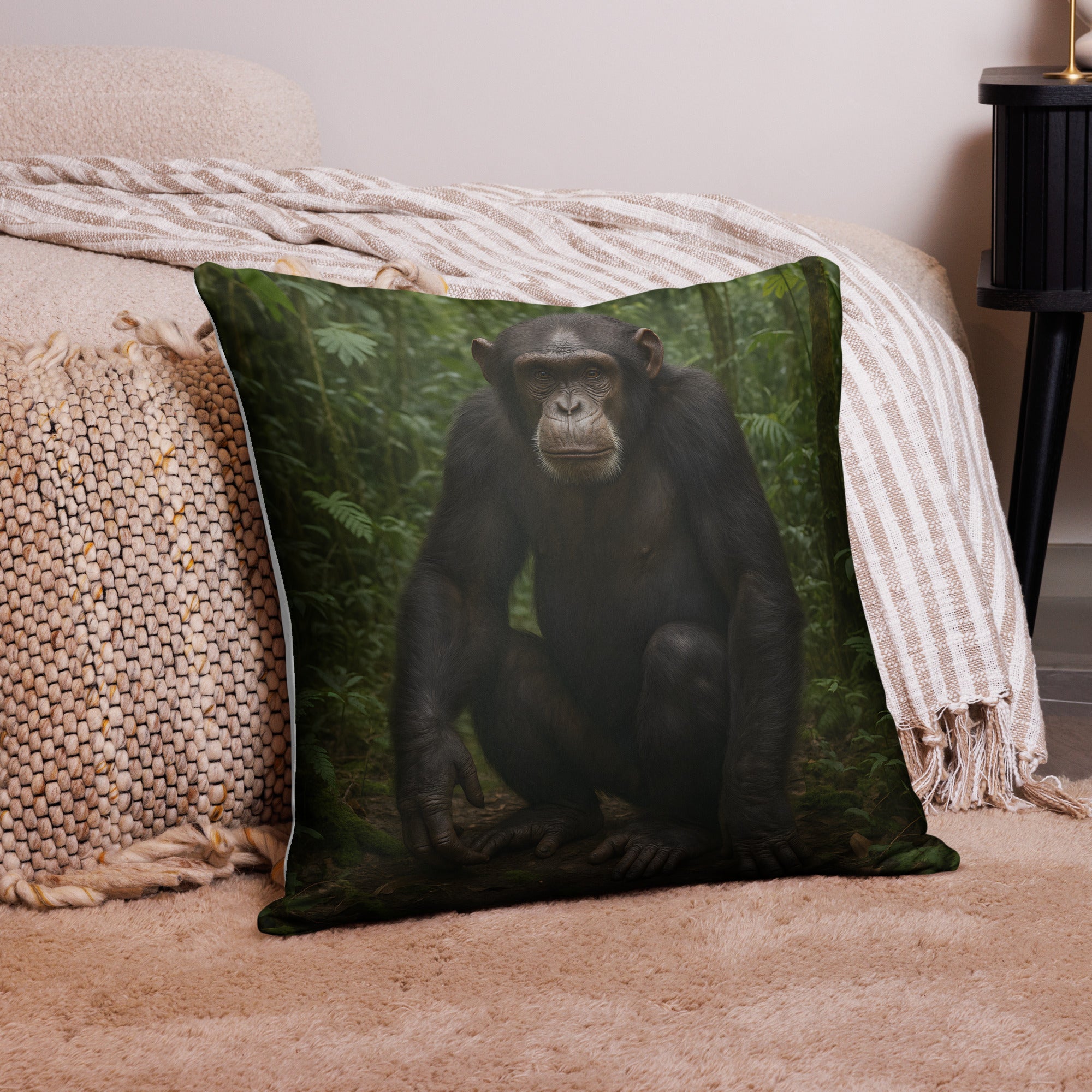 Hochwertiger Polyesterstoff 250 g/m² des Schimpansenkissenbezugs