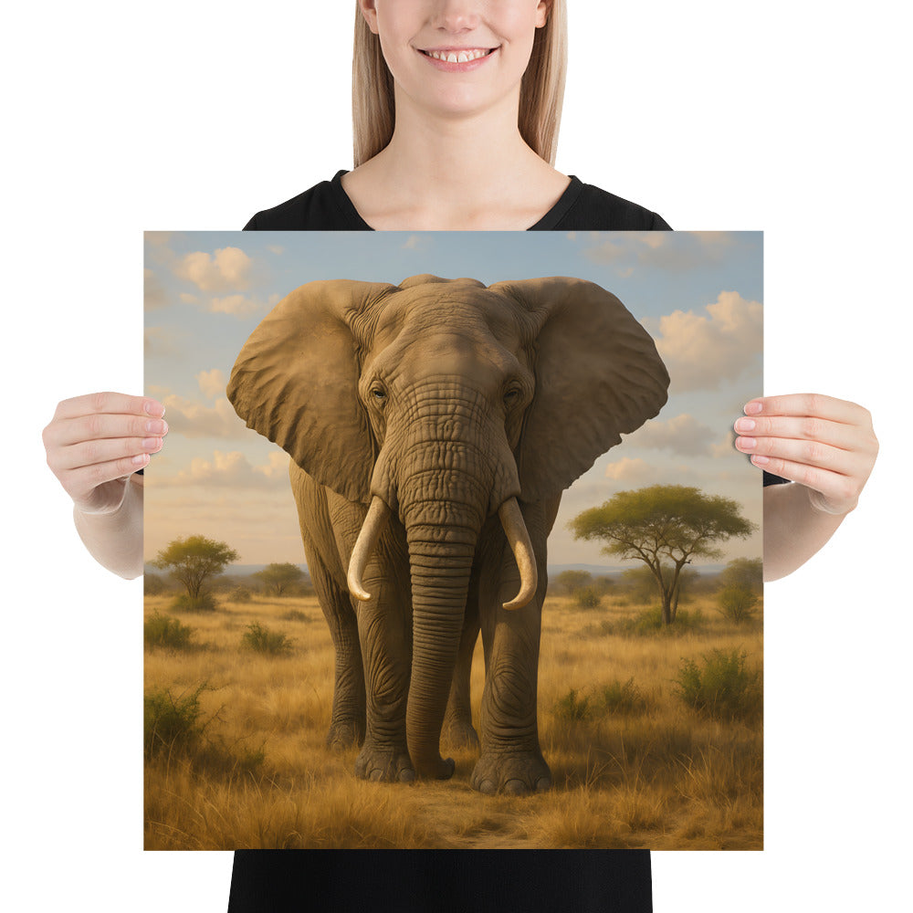 Hochwertiger Tierdruck auf japanischem Papier – Elefant in Nahaufnahme