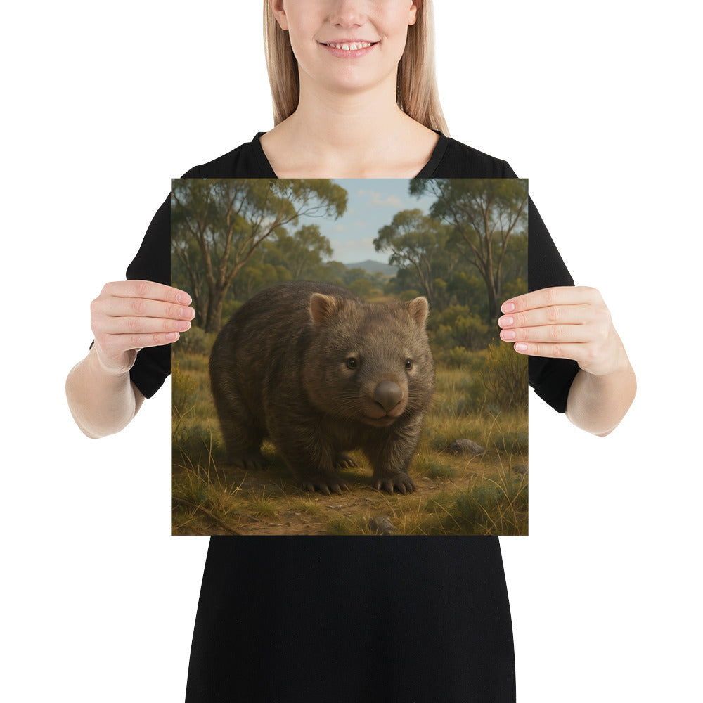 Hochwertiges Wombat Tierposter für Wohnzimmer oder Kinderzimmer