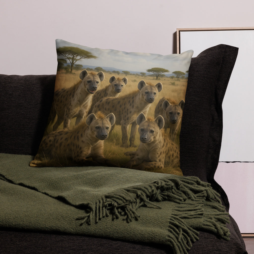 Hyänen-Kissenbezug auf Sofa – Safari-Design