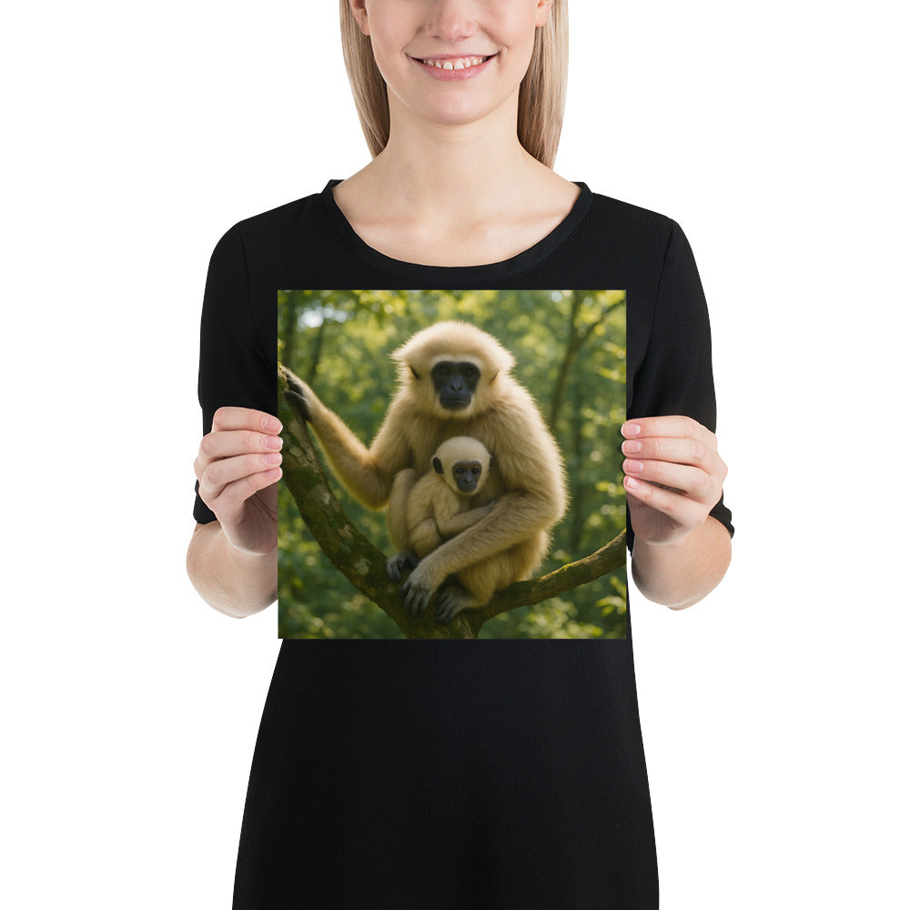 Hylobates lar Nahaufnahme – hochwertiger Kunstdruck