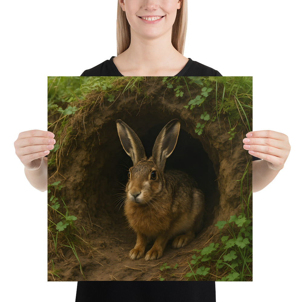 Illustration eines Feldhasen als hochwertiger Kunstdruck auf Premiumpapier