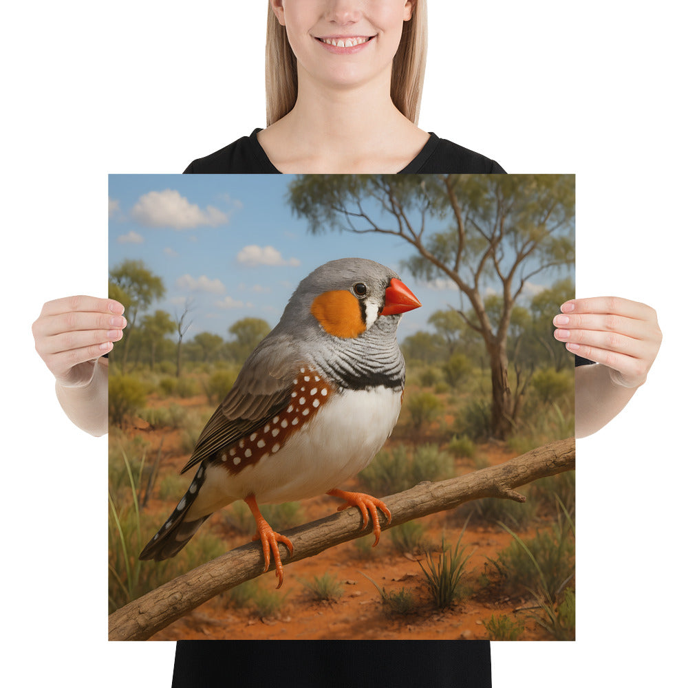 Illustration eines Zebrafinken als hochwertiger Kunstdruck auf Premiumpapier