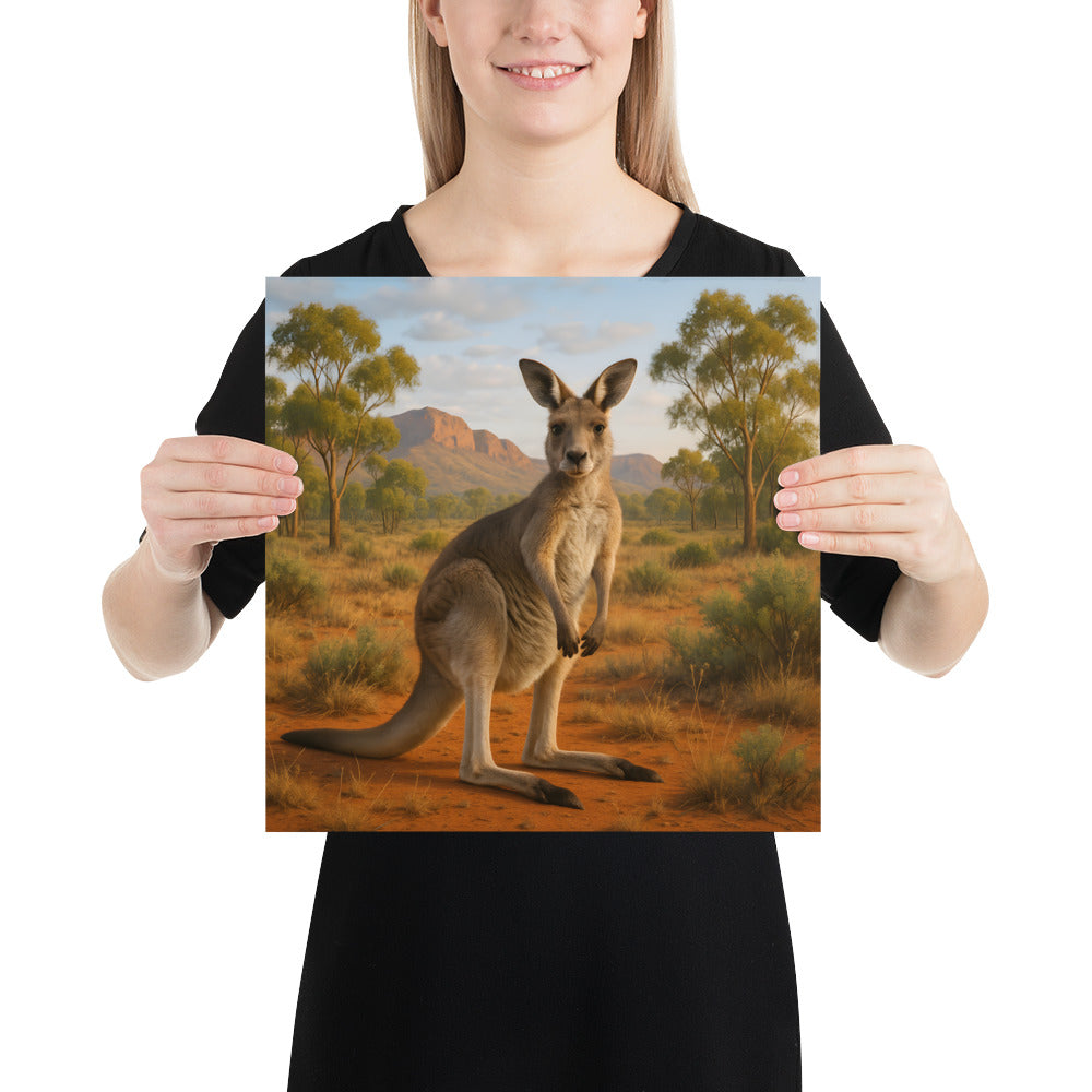 Känguru Illustration Poster mit brillanten Farben