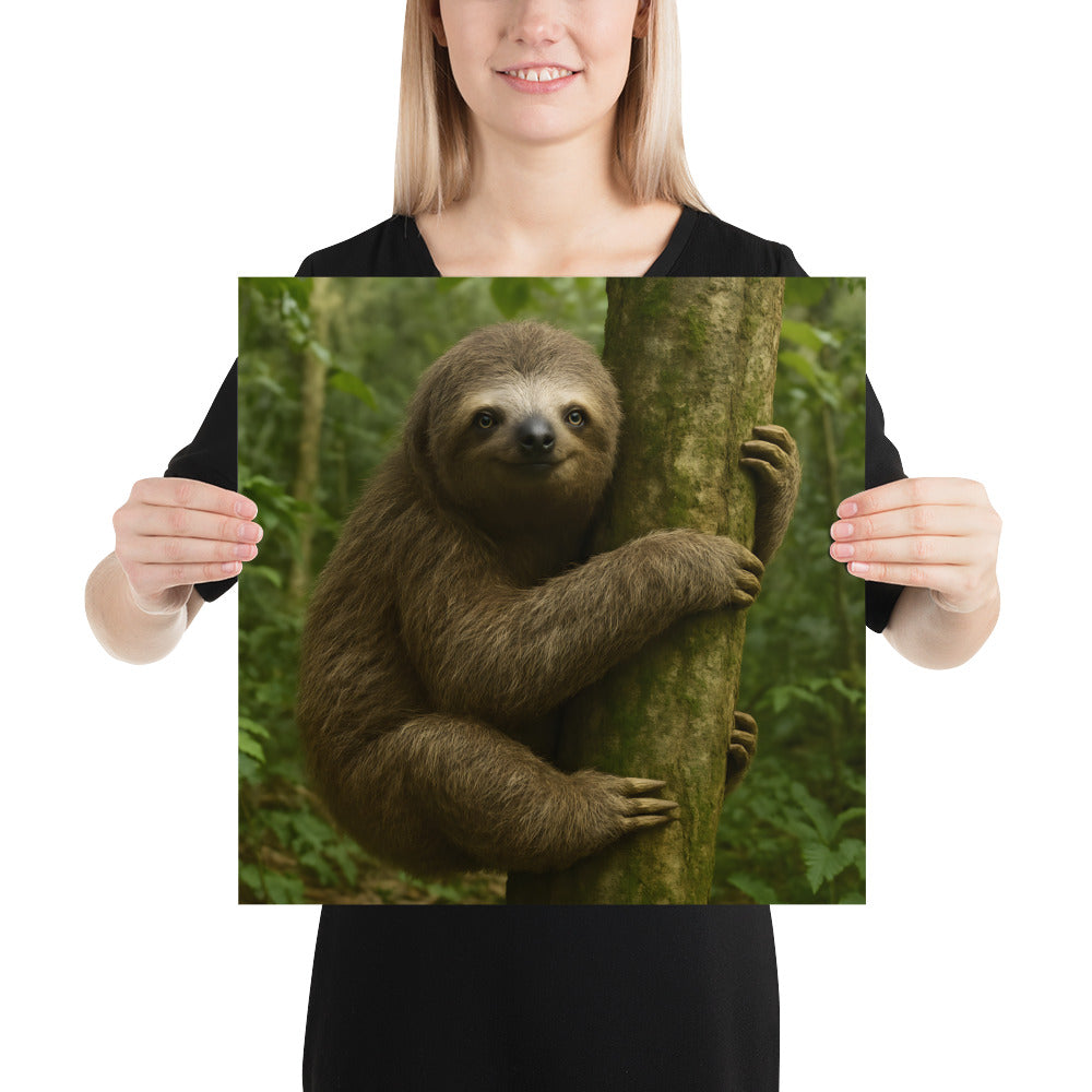 Künstlerische Faultiergrafik auf mattem Premium-Papier