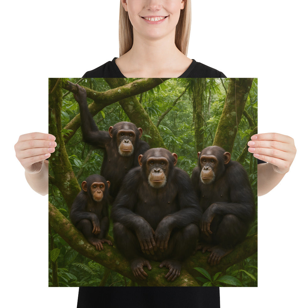 Künstlerisches Schimpansenmotiv Poster – stilvolle Tierkunst für Zuhause