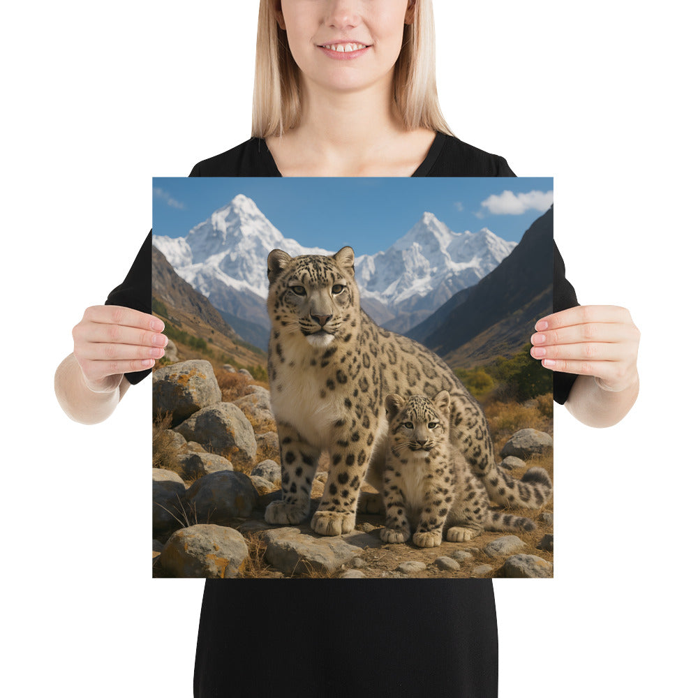 Künstlerisches Schneeleoparden-Poster in hochwertiger Druckqualität