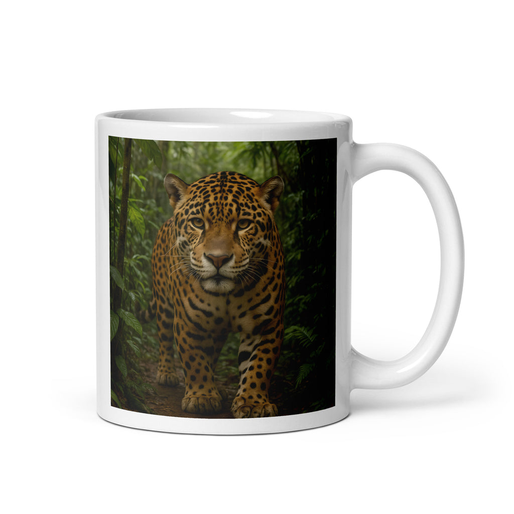 Kaffeetasse mit Jaguarmotiv aus Keramik – Vorderansicht