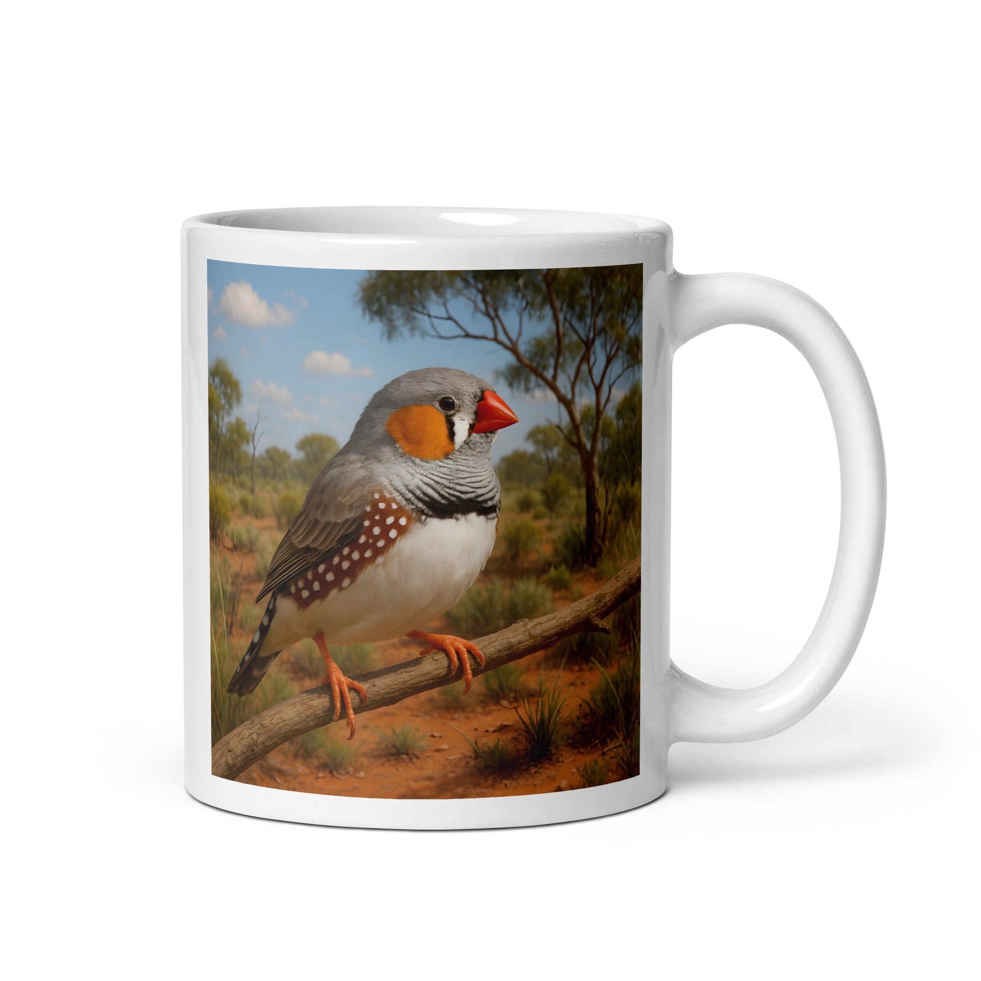 Kaffeetasse mit Zebrafink Motiv aus Keramik – 11 oz