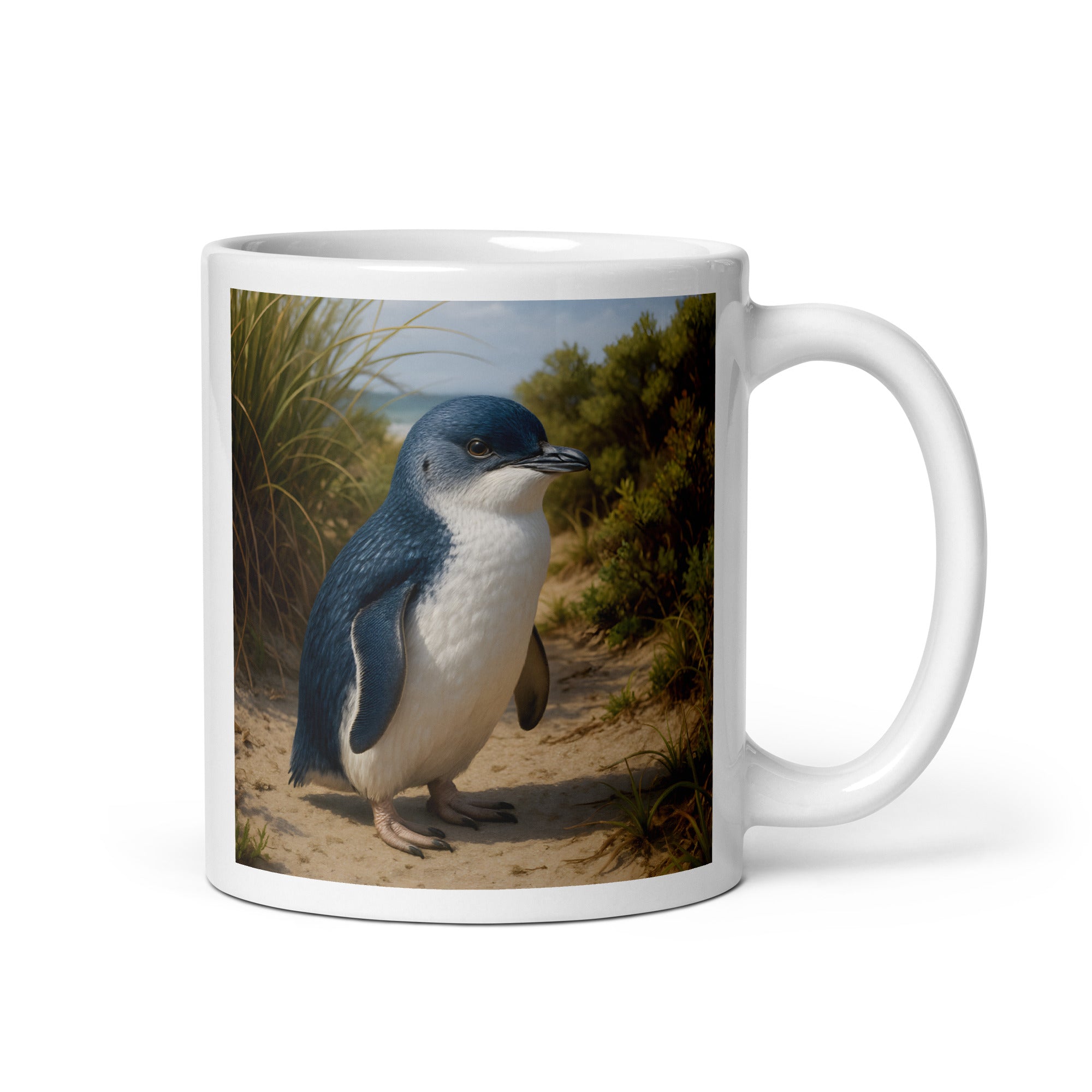 Kaffeetasse mit Zwergpinguin-Motiv aus Keramik – Vorderansicht