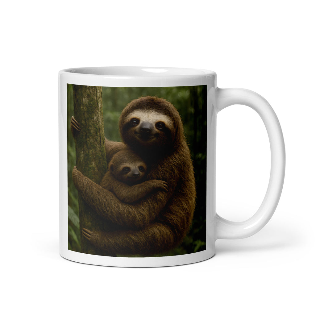 Kaffeetasse mit niedlichem Faultiermotiv – Keramikbecher 11 oz