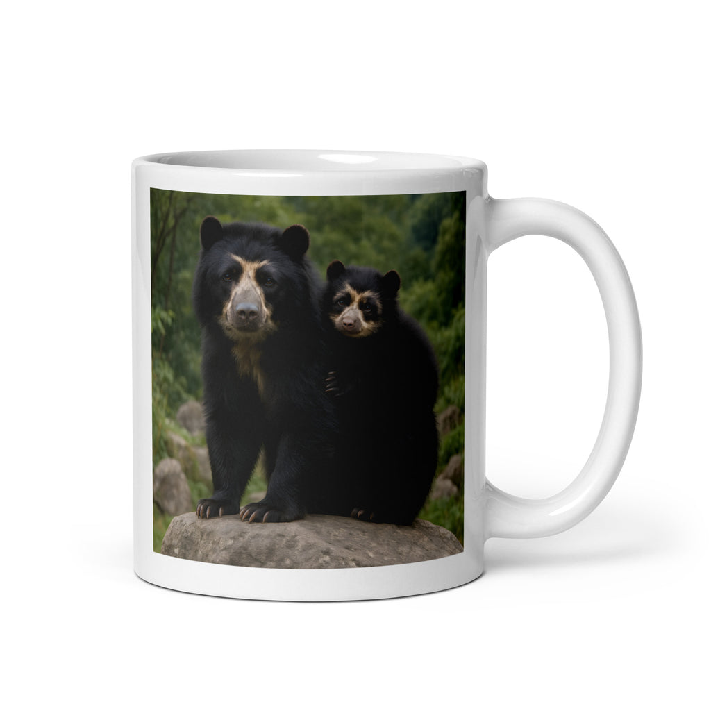 Keramik-Kaffeetasse mit Brillenbär-Motiv – Vorderansicht