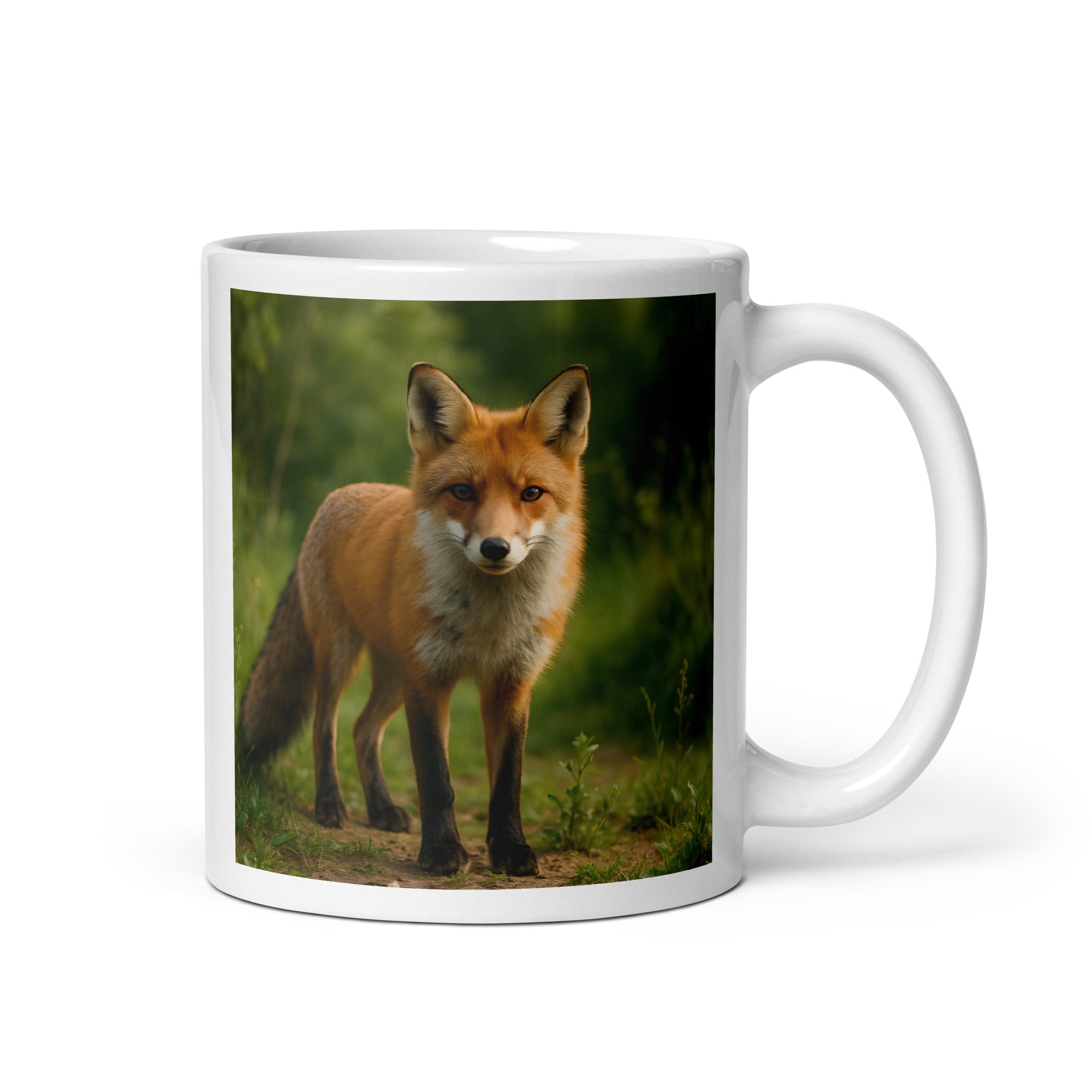 Keramik Fuchs Kaffeetasse 11 oz mit Fuchsmotiv auf weißem Hintergrund