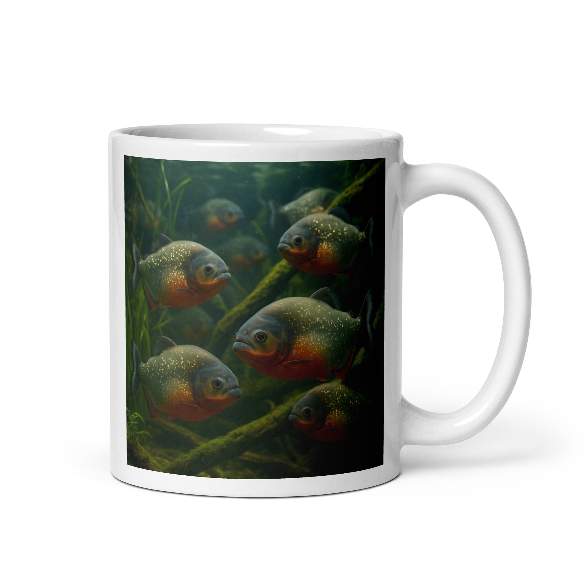 Keramikbecher 11oz mit Piranha-Design