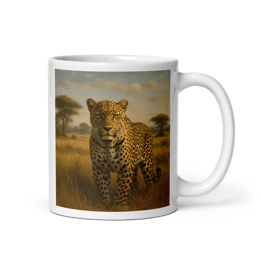 Keramiktasse mit Leopardenmuster – Nahaufnahme