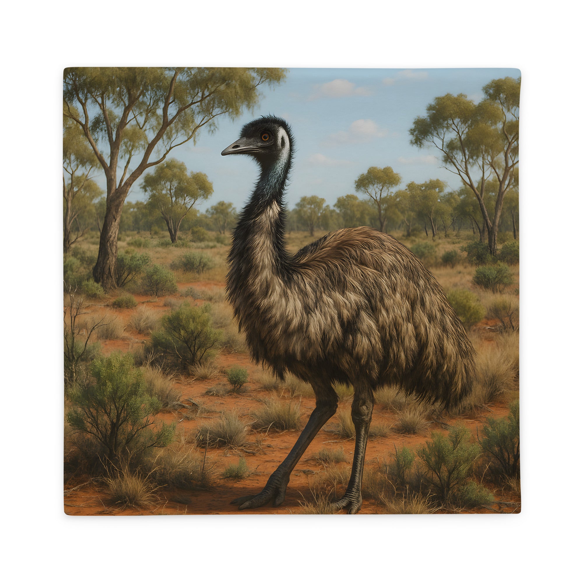 Kissenbezug mit Emu-Motiv aus 100 % Polyester – Vorderseite