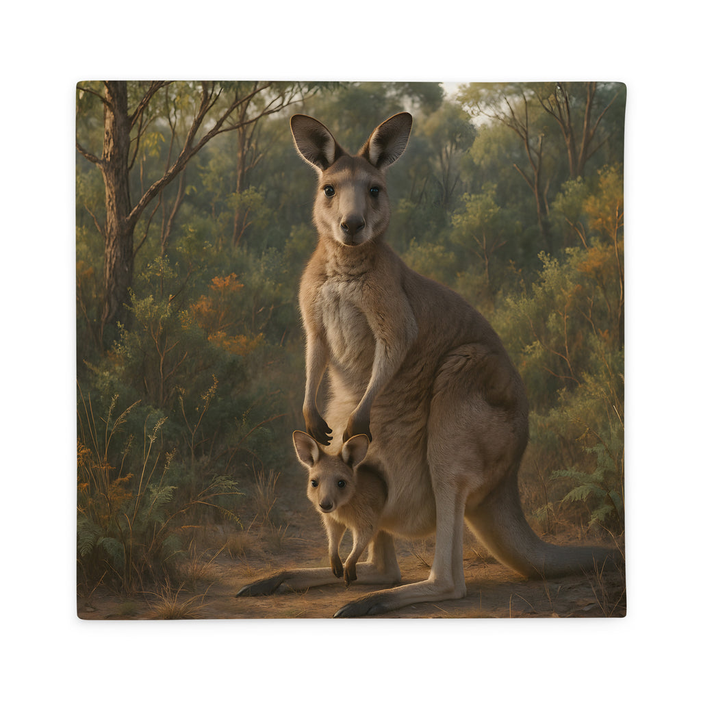 Kissenbezug mit Kängurumotiv aus Polyester – Vorderansicht