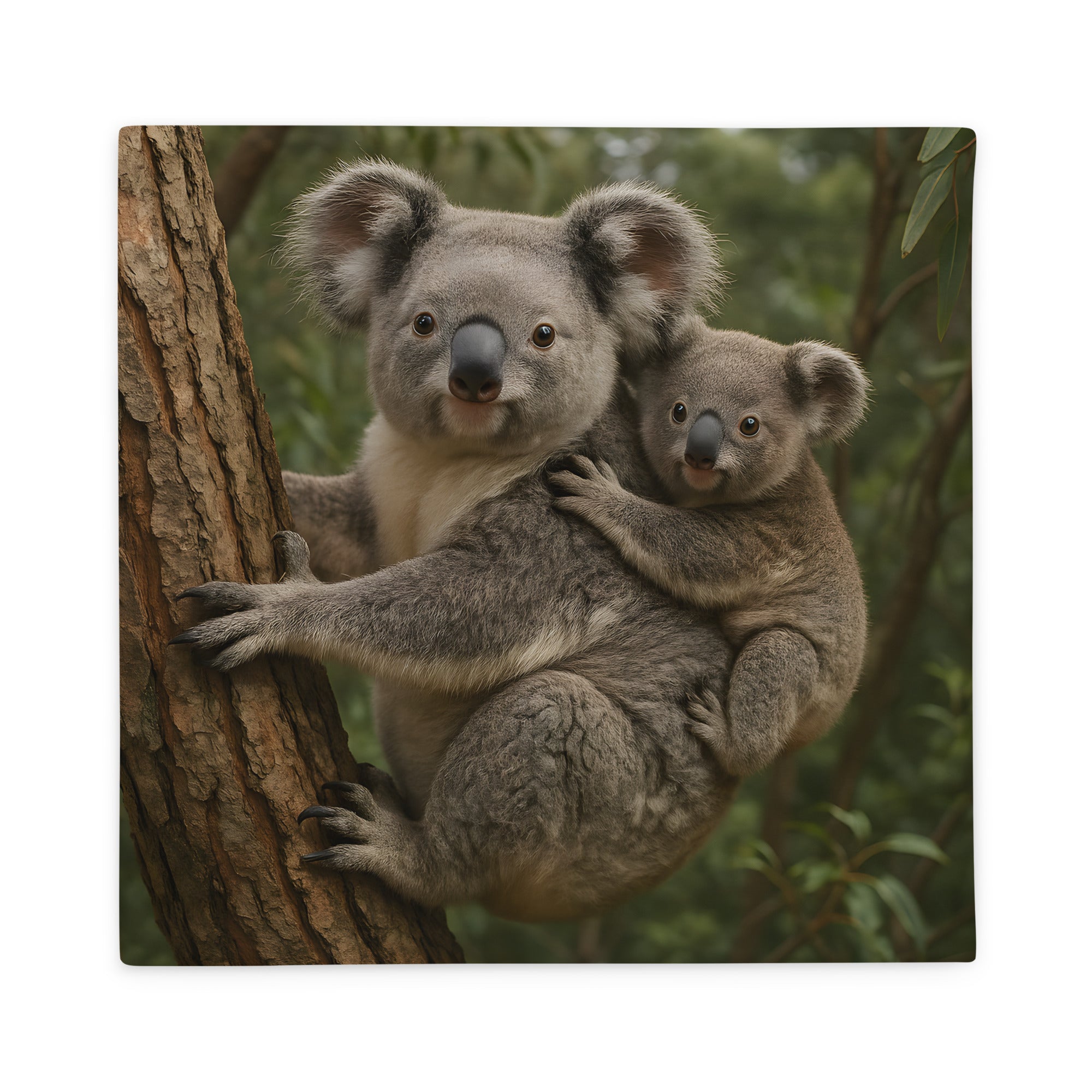 Kissenbezug mit Koala-Motiv auf weißem Hintergrund – 100 % Polyester