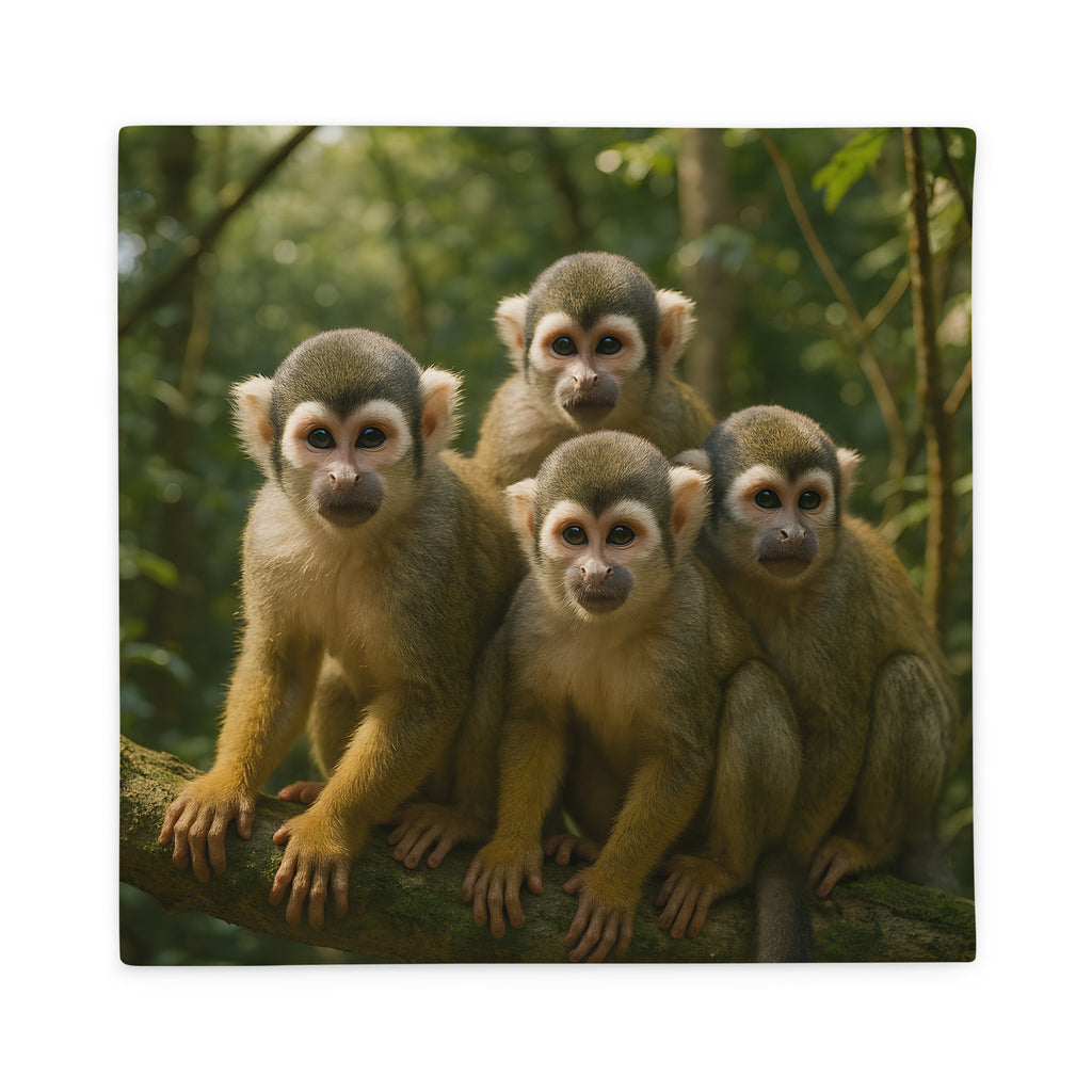 Kissenbezug mit Totenkopfäffchen – weicher Polyesterbezug