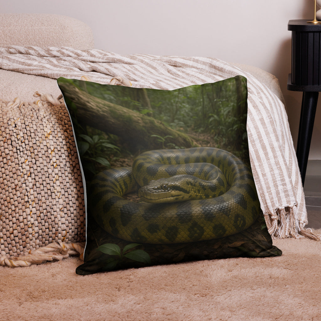 Kissenbezug mit realistischem Anakonda-Motiv auf Sofa