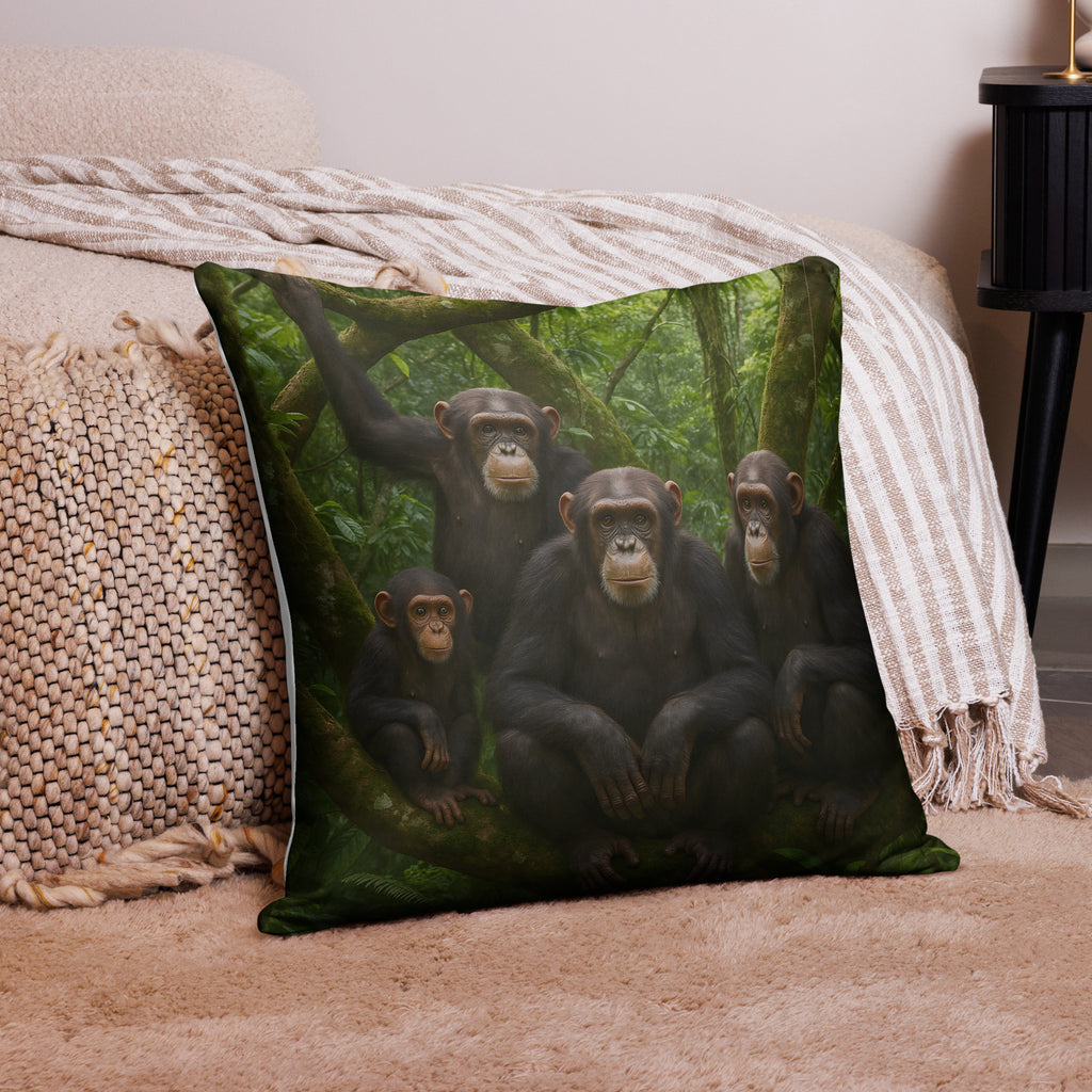 Kissenhülle mit Schimpanse und verdecktem Reißverschluss