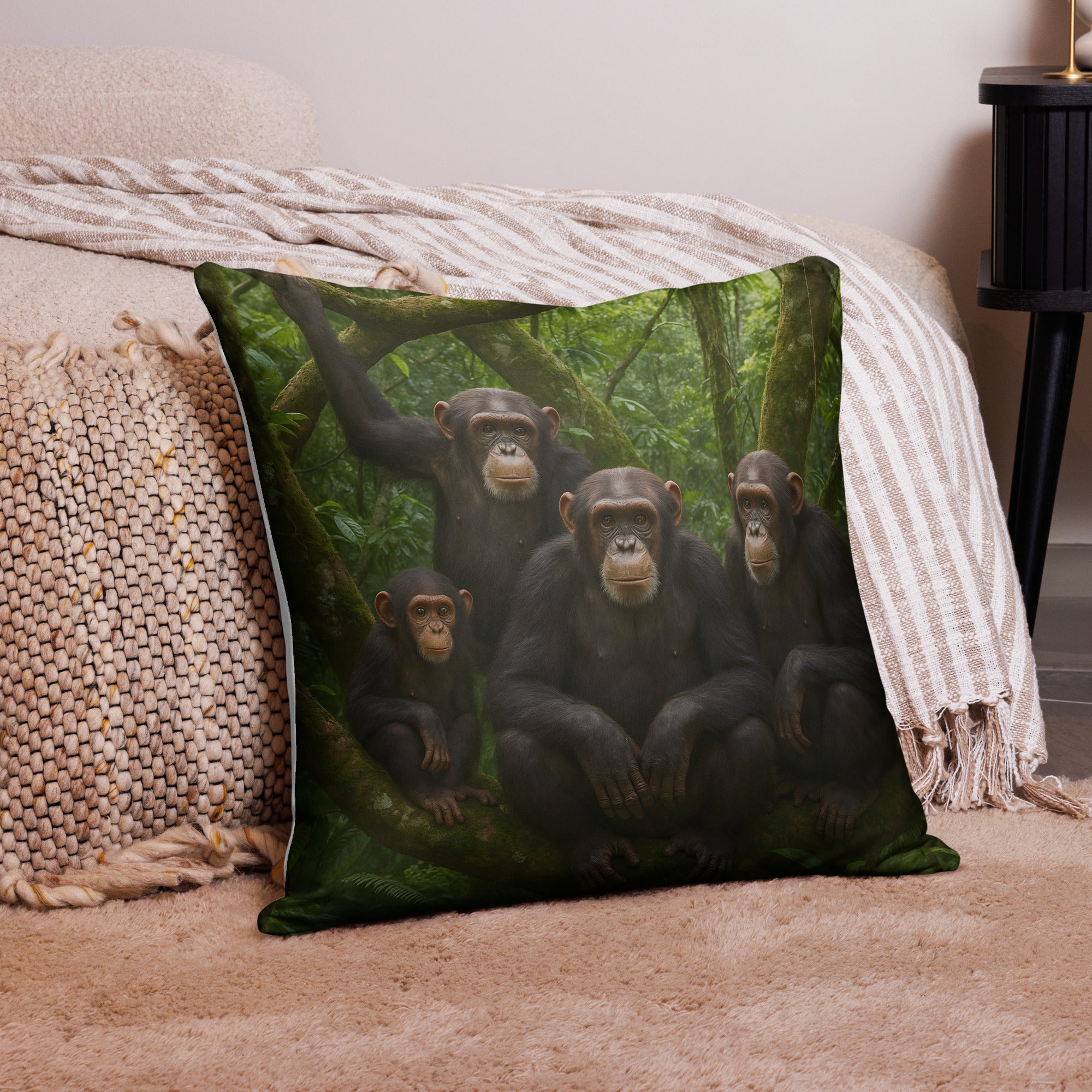 Kissenhülle mit Schimpanse und verdecktem Reißverschluss