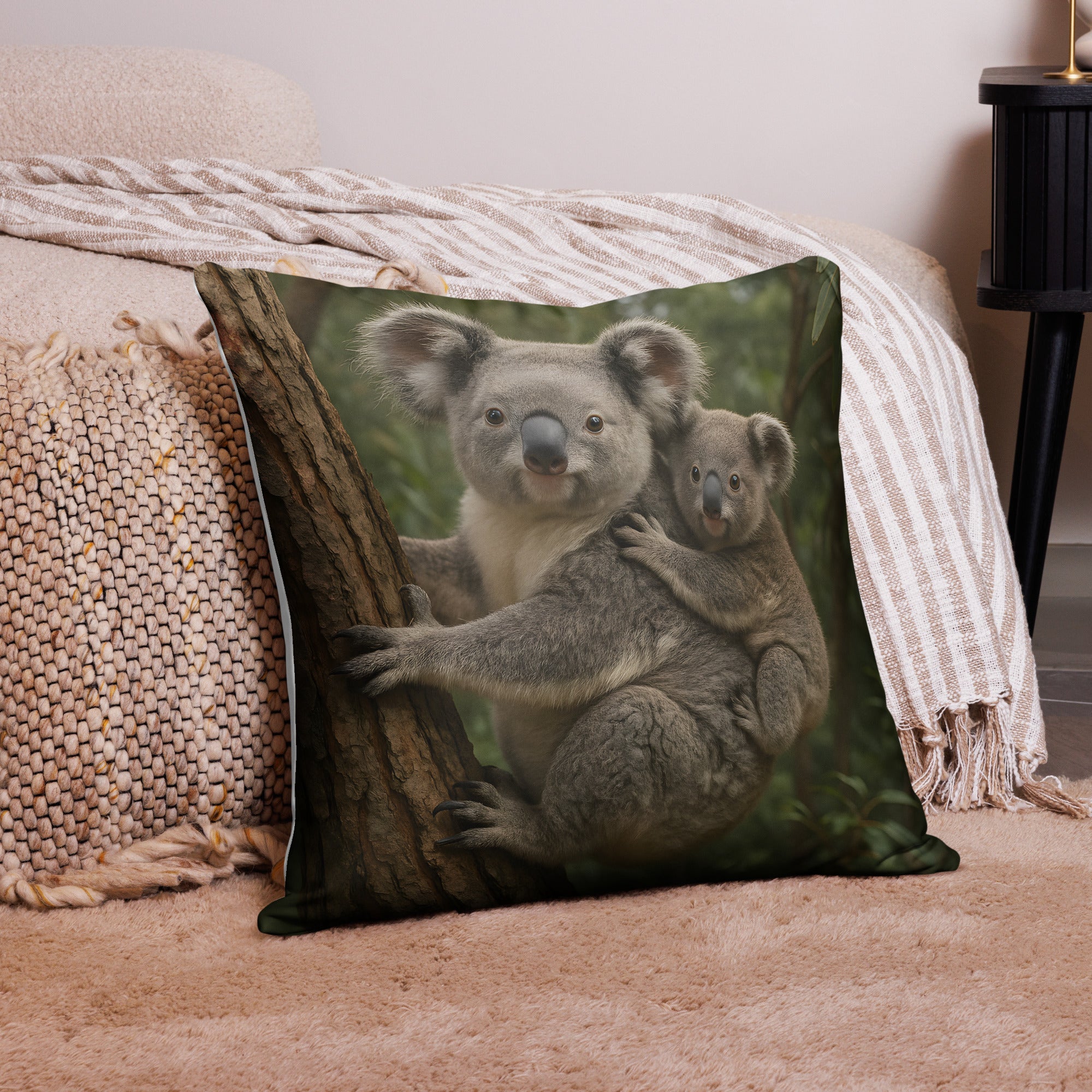Koala-Kissenbezug auf Sofa dekoriert – hochwertiger Polyesterstoff