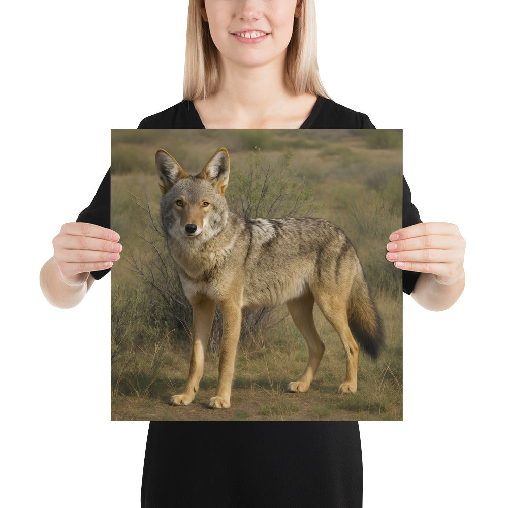 Kojote in Landschaft – hochwertiger Kunstdruck