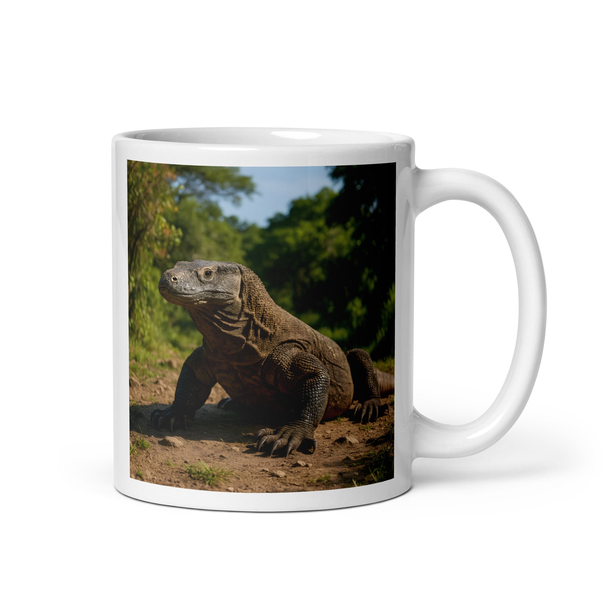 Komodowaran Kaffeetasse aus Keramik, 11oz, frontalansicht – BPA-frei und spülmaschinengeeignet