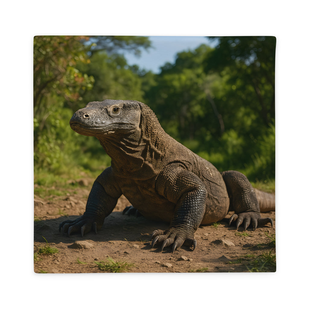 Komodowaran Kissenbezug mit fotorealistischem Reptilienmotiv auf Polyesterstoff