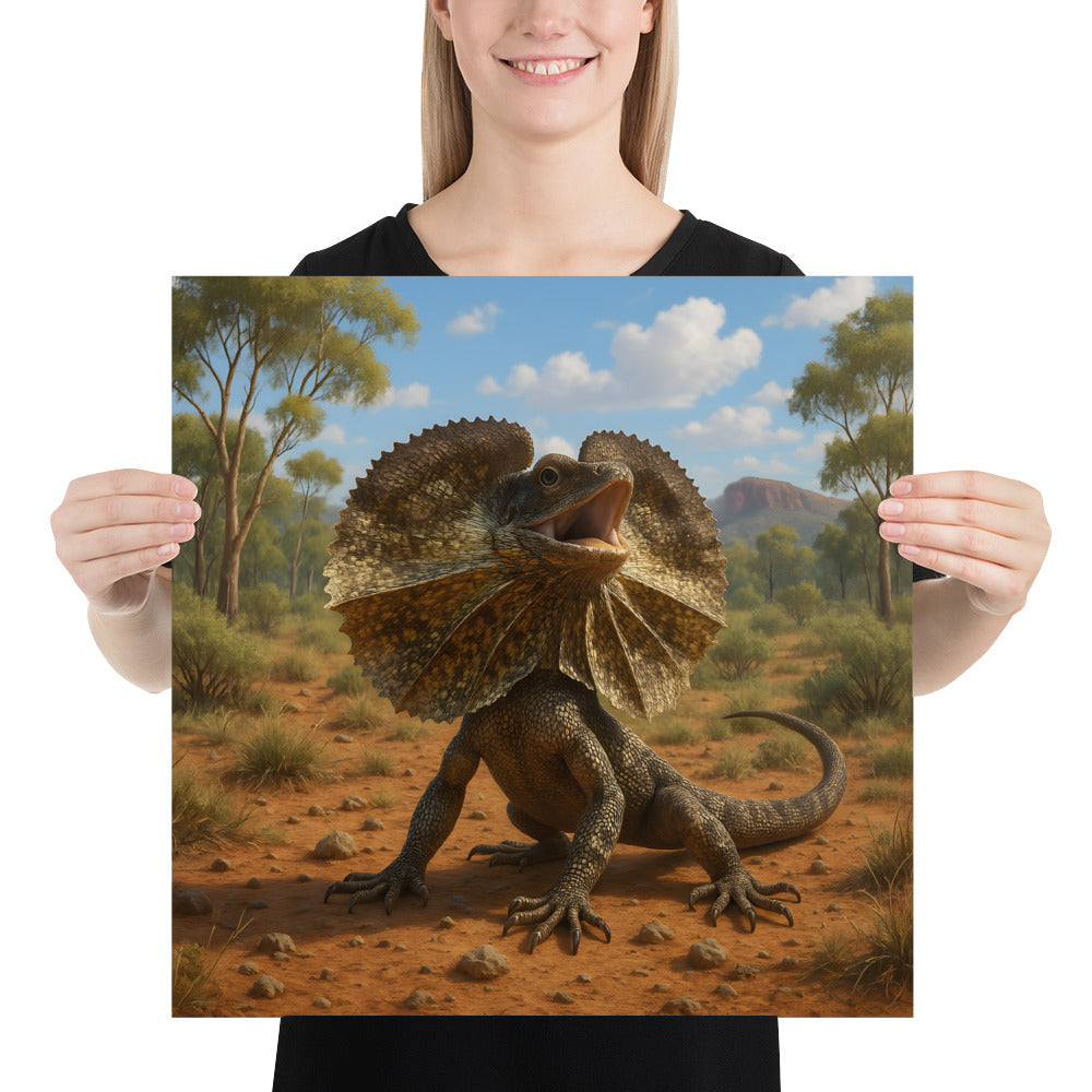 Kragenechse Poster – detailreicher Kunstdruck auf Premium-Papier