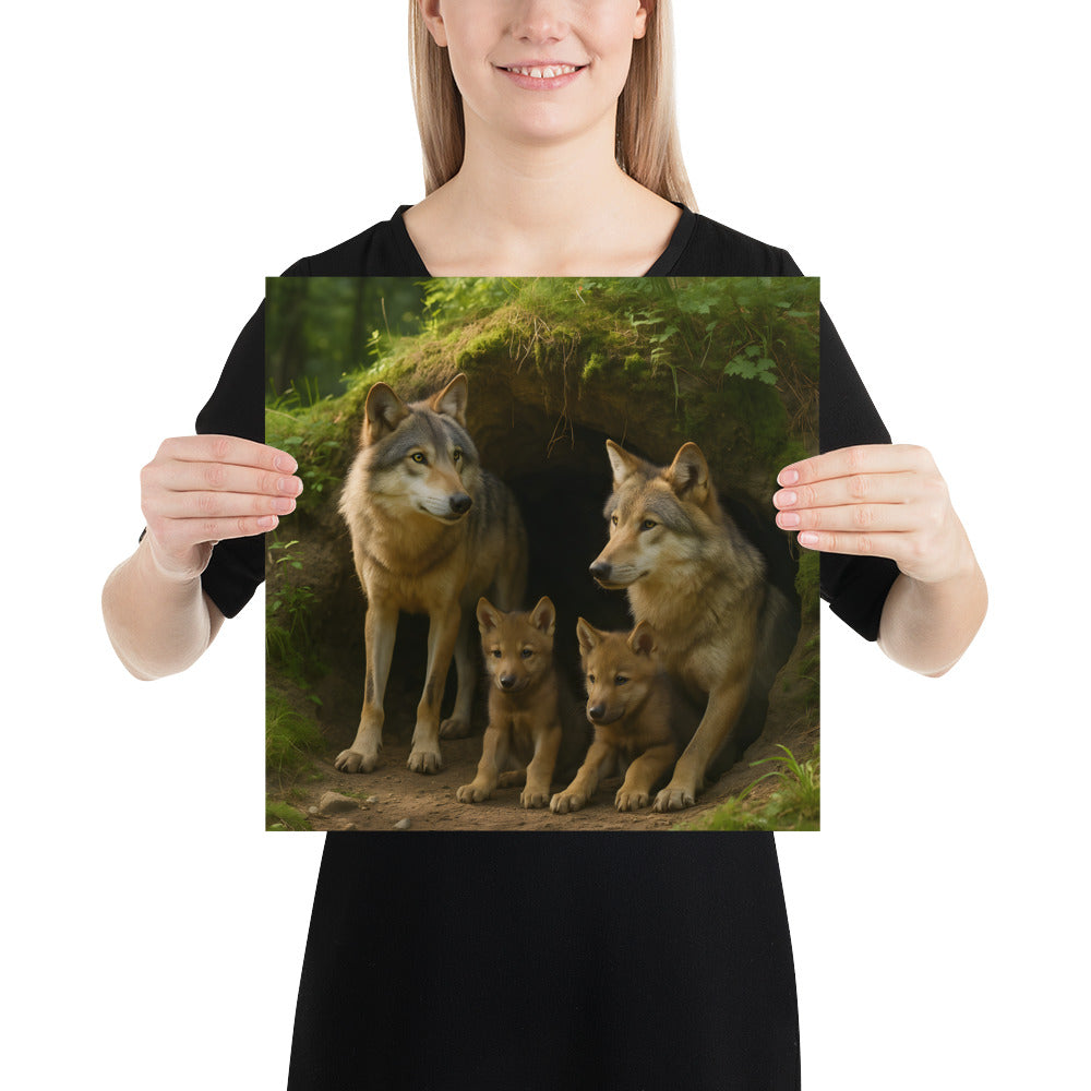 „Kunstdruck eines majestätischen Wolfes für Wanddekoration“