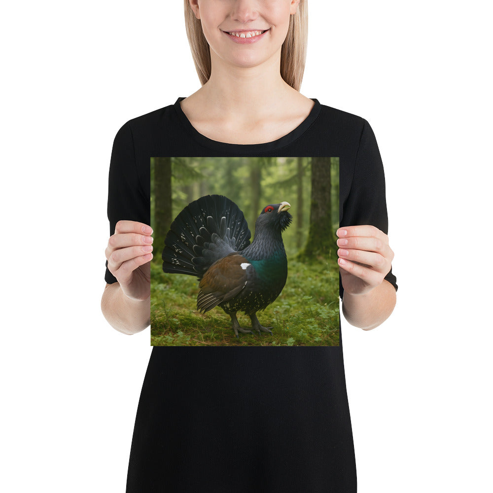 „Kunstdruck mit Auerhahn-Motiv auf stabilem japanischem Papier“