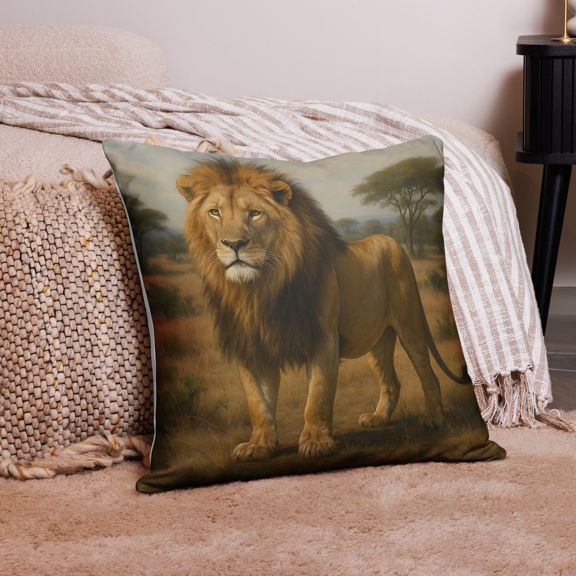 Löwen Kissenbezug aus 100 % Polyester mit verdecktem Reißverschluss