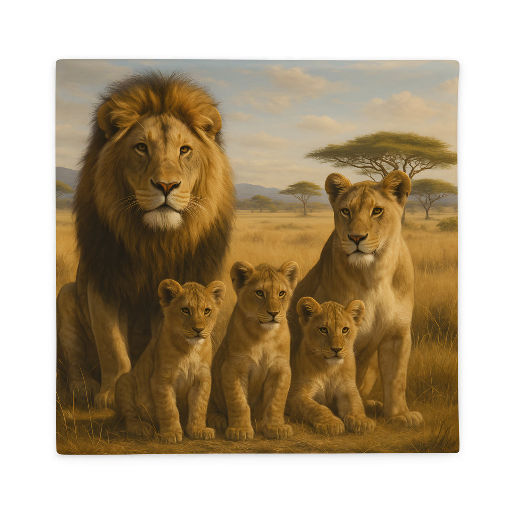 Löwen Kissenbezug aus Polyester mit majestätischem Löwenmotiv