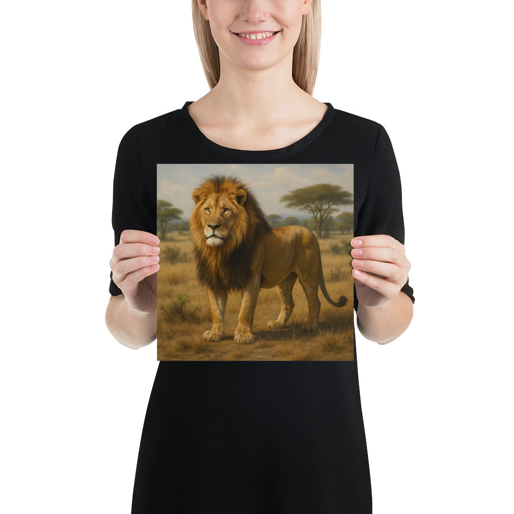 „Löwenposter – majestätischer Löwe auf Premium-Papier“