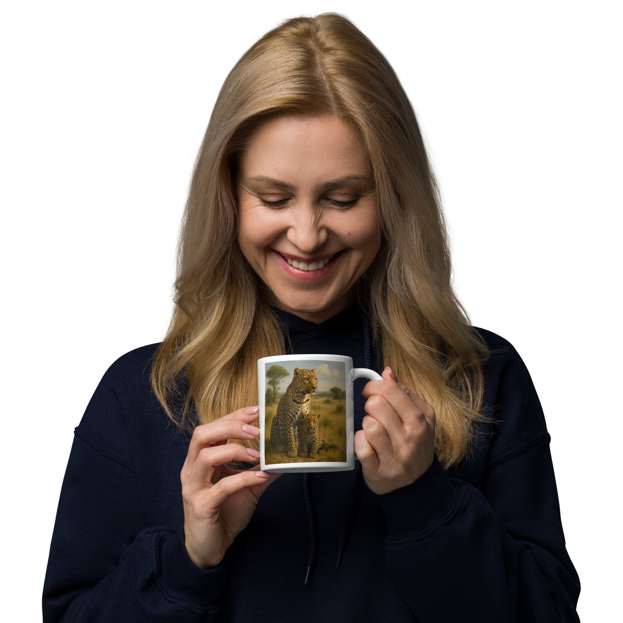 Leopardenmotiv Kaffeetasse – Detailaufnahme des Musters