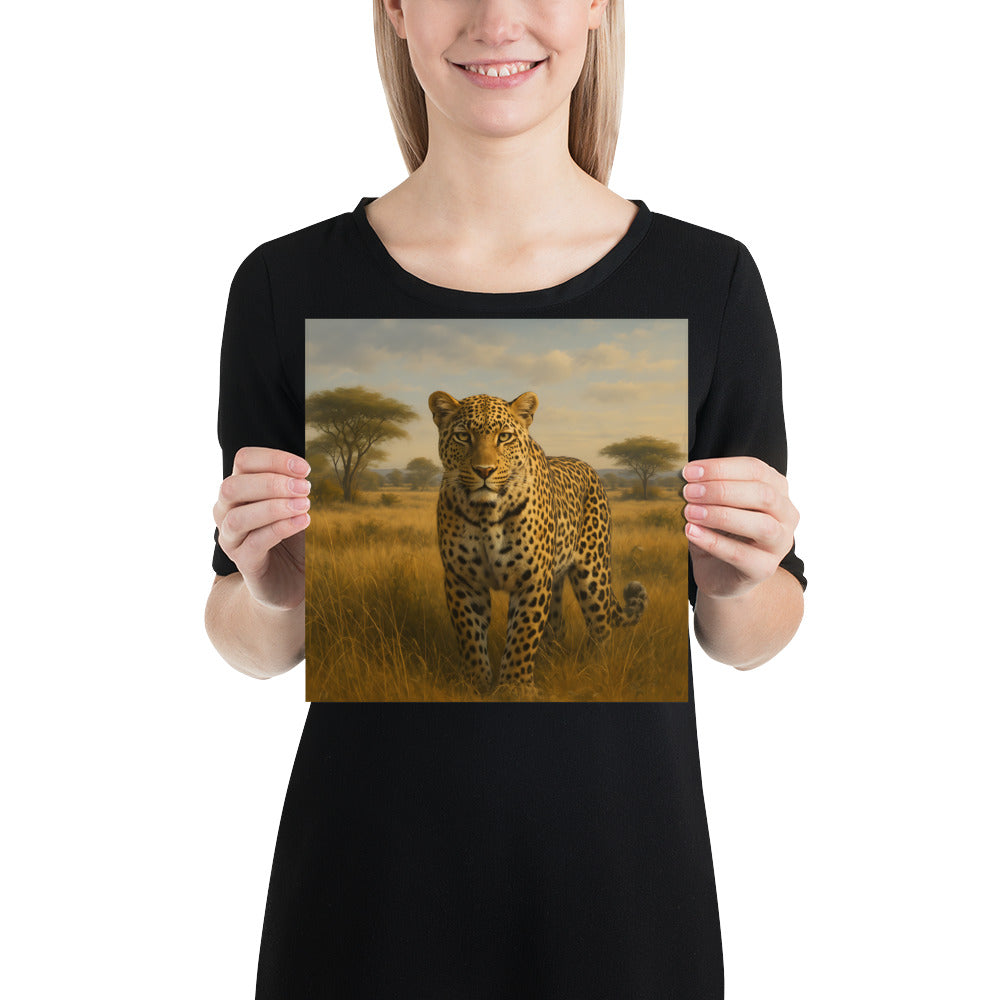 Leopardenposter im Wohnzimmer über Sofa – stilvolle Wanddekoration