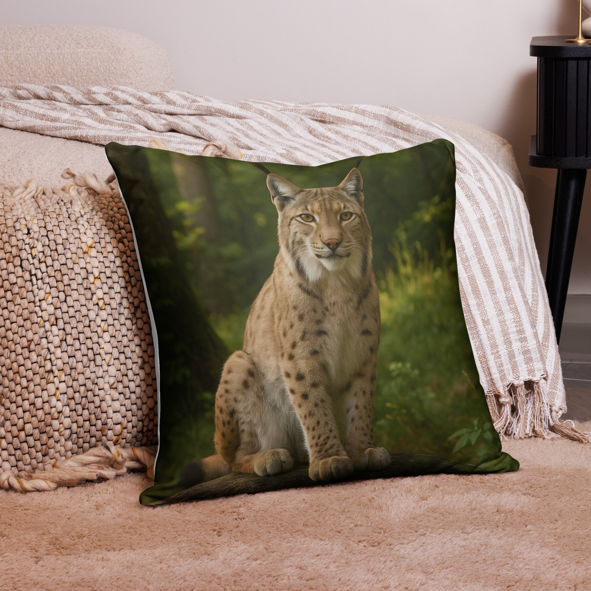 Luchs-Motiv auf dekorativem Kissenbezug