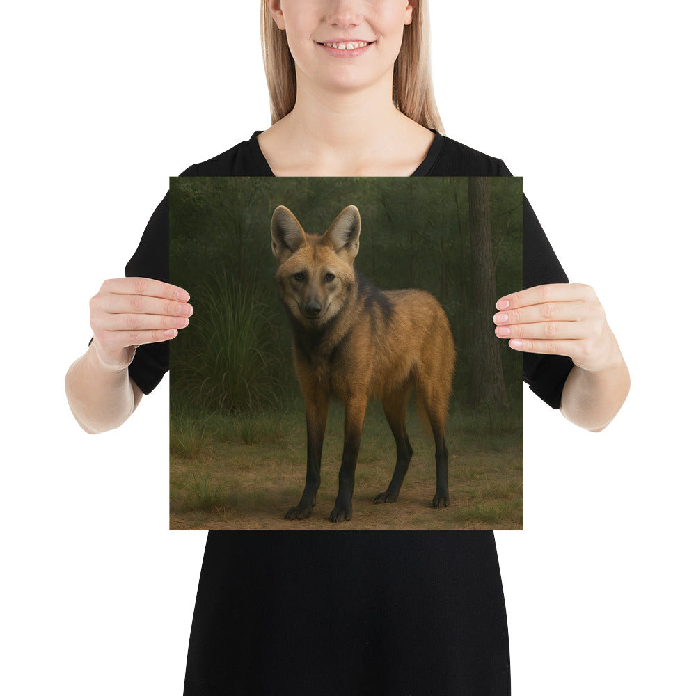 „Mähnenwolf in seitlicher Ansicht – druckstarker Naturprint“